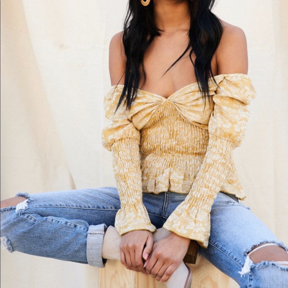 12 tribe yellow floral smock top “Lorraine”